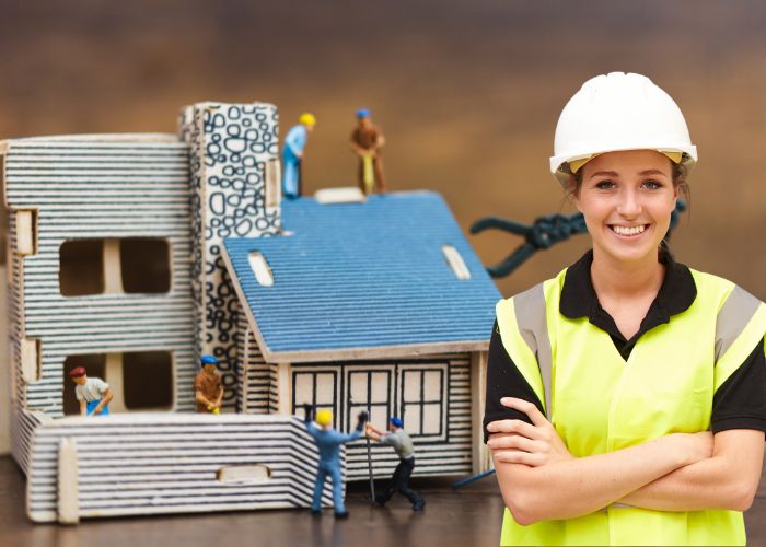 State-of-the-art commercial building under construction with advanced technology and sustainable design features